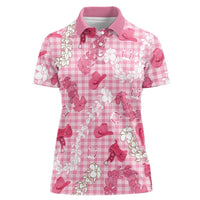 Paniolo Palaka Hawaiian Cowgirl Women Polo Shirt LT9 Female Pink - Polynesian Pride