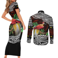Papua New Guinea Christmas Couples Matching Short Sleeve Bodycon Dress and Long Sleeve Button Shirt LT9 - Polynesian Pride