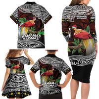 Papua New Guinea Christmas Family Matching Long Sleeve Bodycon Dress and Hawaiian Shirt - Polynesian Pride