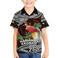 Papua New Guinea Christmas Family Matching Mermaid Dress and Hawaiian Shirt LT9 Son's Shirt Black - Polynesian Pride