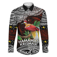 Papua New Guinea Christmas Family Matching Off The Shoulder Long Sleeve Dress and Hawaiian Shirt LT9 Dad's Shirt - Long Sleeve Black - Polynesian Pride