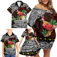 Papua New Guinea Christmas Family Matching Off Shoulder Short Dress and Hawaiian Shirt - Polynesian Pride