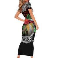 Papua New Guinea Christmas Family Matching Short Sleeve Bodycon Dress and Hawaiian Shirt - Polynesian Pride
