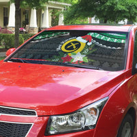 Vanuatu Pig's Tusk Meri Krismas! Auto Sun Shade Vanuatuan Sand Drawing Pattern - Polynesian Pride