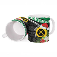 Vanuatu Pig's Tusk Meri Krismas! Ceramic Mug Vanuatuan Sand Drawing Pattern - Polynesian Pride