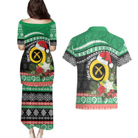 Vanuatu Pig's Tusk Meri Krismas! Couples Matching Puletasi and Hawaiian Shirt Vanuatuan Sand Drawing Pattern LT9 - Polynesian Pride