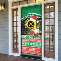 Vanuatu Pig's Tusk Meri Krismas! Door Cover Vanuatuan Sand Drawing Pattern - Polynesian Pride