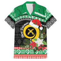 Vanuatu Pig's Tusk Meri Krismas! Family Matching Long Sleeve Bodycon Dress and Hawaiian Shirt Vanuatuan Sand Drawing Pattern LT9 Dad's Shirt - Short Sleeve Green - Polynesian Pride