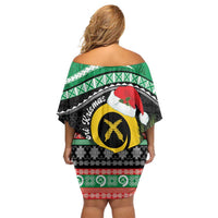 Vanuatu Pig's Tusk Meri Krismas! Family Matching Off Shoulder Short Dress and Hawaiian Shirt Vanuatuan Sand Drawing Pattern - Polynesian Pride