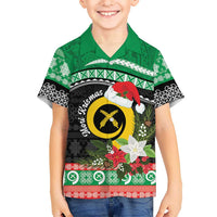 Vanuatu Pig's Tusk Meri Krismas! Family Matching Off Shoulder Short Dress and Hawaiian Shirt Vanuatuan Sand Drawing Pattern - Polynesian Pride