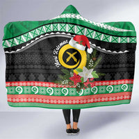 Vanuatu Pig's Tusk Meri Krismas! Hooded Blanket Vanuatuan Sand Drawing Pattern - Polynesian Pride