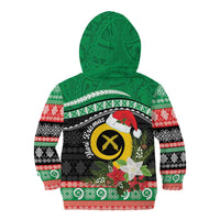 Vanuatu Pig's Tusk Meri Krismas! Kid Hoodie Vanuatuan Sand Drawing Pattern - Polynesian Pride