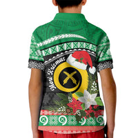 Vanuatu Pig's Tusk Meri Krismas! Kid Polo Shirt Vanuatuan Sand Drawing Pattern - Polynesian Pride