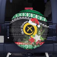 Vanuatu Pig's Tusk Meri Krismas! Spare Tire Cover Vanuatuan Sand Drawing Pattern - Polynesian Pride