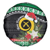 Vanuatu Pig's Tusk Meri Krismas! Spare Tire Cover Vanuatuan Sand Drawing Pattern - Polynesian Pride