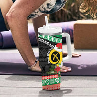 Vanuatu Pig's Tusk Meri Krismas! Tumbler With Handle Vanuatuan Sand Drawing Pattern - Polynesian Pride
