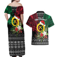 Vanuatu Pig's Tusk Meri Krismas! Couples Matching Off Shoulder Maxi Dress and Hawaiian Shirt Vanuatuan Ancient Art Spirit LT9 - Polynesian Pride