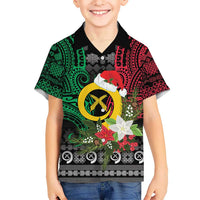 Vanuatu Pig's Tusk Meri Krismas! Family Matching Mermaid Dress and Hawaiian Shirt Vanuatuan Ancient Art Spirit LT9 Son's Shirt Black - Polynesian Pride