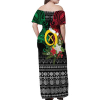 Vanuatu Pig's Tusk Meri Krismas! Family Matching Off Shoulder Maxi Dress and Hawaiian Shirt Vanuatuan Ancient Art Spirit LT9 - Polynesian Pride