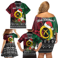 Vanuatu Pig's Tusk Meri Krismas! Family Matching Off Shoulder Short Dress and Hawaiian Shirt Vanuatuan Ancient Art Spirit LT9 - Polynesian Pride