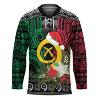 Vanuatu Pig's Tusk Meri Krismas! Hockey Jersey Vanuatuan Ancient Art Spirit LT9 Unisex Black - Polynesian Pride