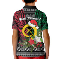 Vanuatu Pig's Tusk Meri Krismas! Kid Polo Shirt Vanuatuan Ancient Art Spirit LT9 - Polynesian Pride