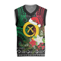 Vanuatu Pig's Tusk Meri Krismas! Christmas Knitted V-Neck Vest Vanuatuan Ancient Art Spirit LT9 Black - Polynesian Pride