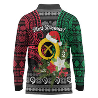 Vanuatu Pig's Tusk Meri Krismas! Long Sleeve Polo Shirt Vanuatuan Ancient Art Spirit LT9 - Polynesian Pride