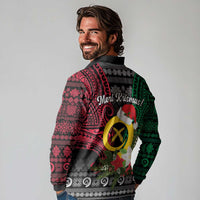 Vanuatu Pig's Tusk Meri Krismas! Long Sleeve Polo Shirt Vanuatuan Ancient Art Spirit LT9 - Polynesian Pride