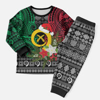Vanuatu Pig's Tusk Meri Krismas! Christmas Pajama Set Vanuatuan Ancient Art Spirit LT9 Men Black - Polynesian Pride