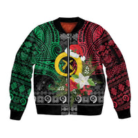 Vanuatu Pig's Tusk Meri Krismas! Sleeve Zip Bomber Jacket Vanuatuan Ancient Art Spirit - Polynesian Pride