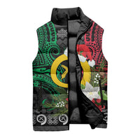 Vanuatu Pig's Tusk Meri Krismas! Sleeveless Puffer Jacket Vanuatuan Ancient Art Spirit - Polynesian Pride