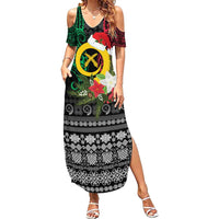 Vanuatu Pig's Tusk Meri Krismas! Summer Maxi Dress Vanuatuan Ancient Art Spirit LT9 Women Black - Polynesian Pride