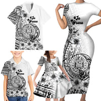 Ia Orana Tahiti Personalised Family Matching Short Sleeve Bodycon Dress and Hawaiian Shirt French Polynesia Hook Tattoo Special White Color LT9 - Polynesian Pride