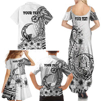 Ia Orana Tahiti Personalised Family Matching Summer Maxi Dress and Hawaiian Shirt French Polynesia Hook Tattoo Special White Color LT9 - Polynesian Pride
