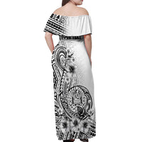 Ia Orana Tahiti Personalised Off Shoulder Maxi Dress French Polynesia Hook Tattoo Special White Color LT9 - Polynesian Pride