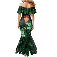 New Zealand Custom Women's Day Mermaid Dress Maori Girl Feathers of Hope - Green LT9 - Polynesian Pride