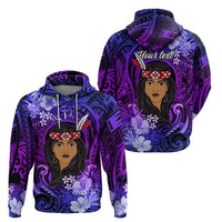 New Zealand Custom Women's Day Zip Hoodie Maori Girl Feathers of Hope - Purple LT9 - Polynesian Pride