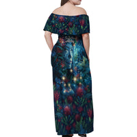 New Zealand Matariki Pohutukawa Family Matching Off Shoulder Maxi Dress and Hawaiian Shirt Te Mauri te Ora