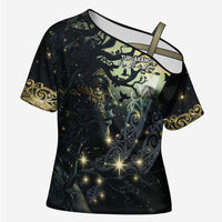 New Zealand Matariki Tupuarangi Cross Shoulder Shirt Ng Kai o te Rangi LT9 Female Black - Polynesian Pride