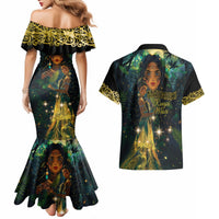 New Zealand Matariki Couples Matching Mermaid Dress and Hawaiian Shirt Rongo Mori Wellbeing and Good Luck LT9 - Polynesian Pride