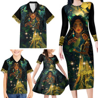 New Zealand Matariki Family Matching Long Sleeve Bodycon Dress and Hawaiian Shirt Rongo Mori Wellbeing and Good Luck LT9 - Polynesian Pride