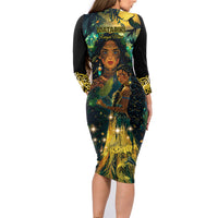 New Zealand Matariki Family Matching Long Sleeve Bodycon Dress and Hawaiian Shirt Rongo Mori Wellbeing and Good Luck LT9 - Polynesian Pride