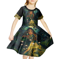 New Zealand Matariki Kid Short Sleeve Dress Rongo Mori Wellbeing and Good Luck LT9 - Polynesian Pride
