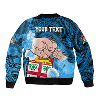 Personalised Dads Day Fiji Bomber Jacket Dad Au Lomani Iko - Polynesian Flowers Tribal LT9 - Polynesian Pride