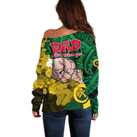 Dads Day Vanuatu Off Shoulder Sweater Dad Mi lavem yu - Polynesian Flowers Tribal LT9 - Polynesian Pride