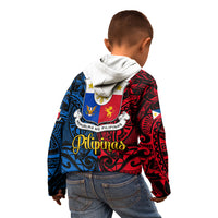 125th Independence Anniversary Philippines Kid Hoodie Polynesian Pilipinas Flag Style - Black LT9 - Polynesian Pride