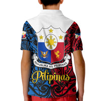 Polynesian Philippines Kid Polo Shirt Pilipinas Flag Style for 125th Independence Anniversary Black LT9 - Polynesian Pride