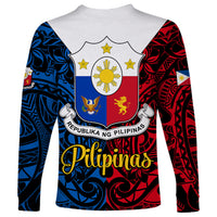 125th Independence Anniversary Philippines Long Sleeve Shirt Polynesian Pilipinas Flag Style - Black LT9 - Polynesian Pride