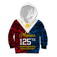 Personalised Polynesian Philippines Kid Hoodie Pilipinas Flag Style for 125th Independence Anniversary Black LT9 Hoodie Black - Polynesian Pride